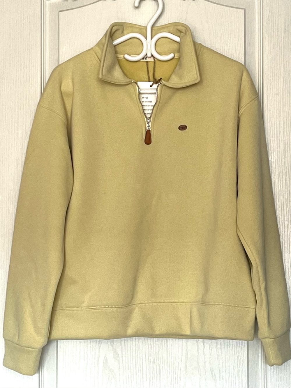 egg Butter Yellow Quarter Zip Pullover Sweatshirt Womens Size M Cotton NWT